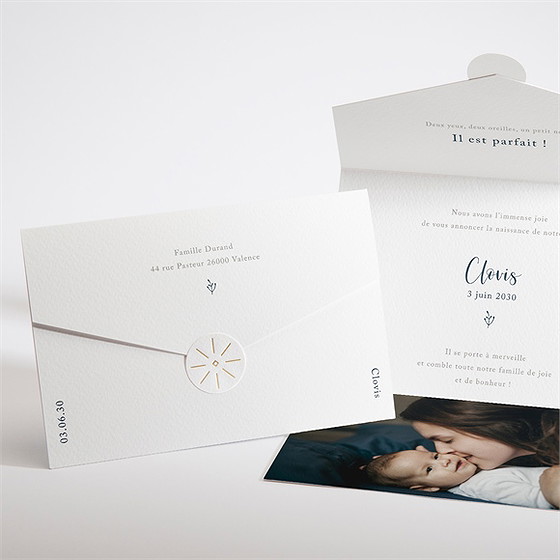 Faire-part naissance pêle mêle enveloppe