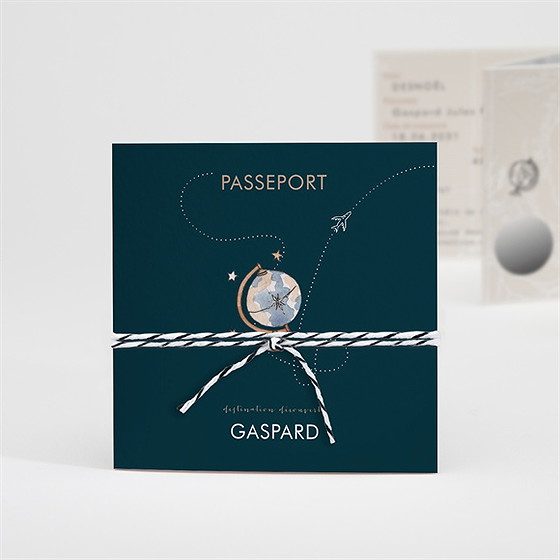 Faire-part naissance premier passeport accordéon