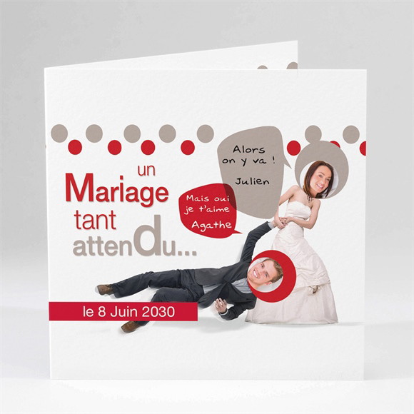 Faire-part mariage Humour original plié réf.N451278