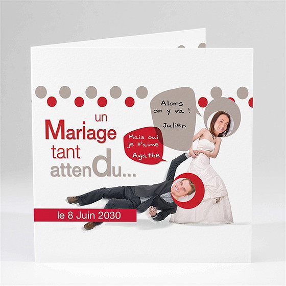 Faire-part mariage humour original plié