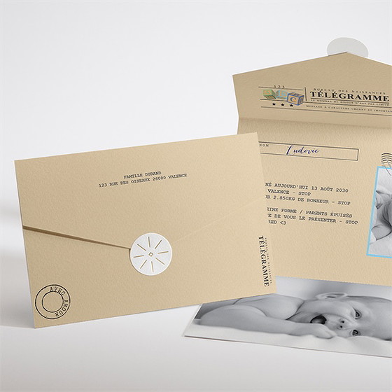 Faire-part naissance mon petit passeport enveloppe