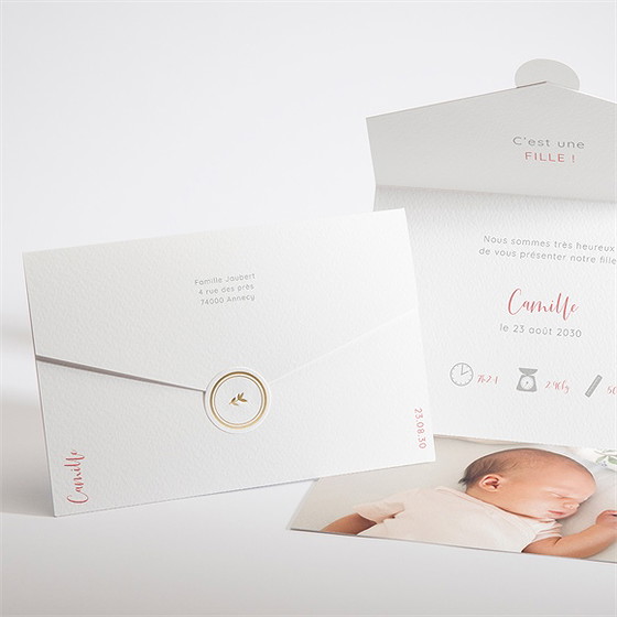 Faire-part naissance jolie mosaïque enveloppe