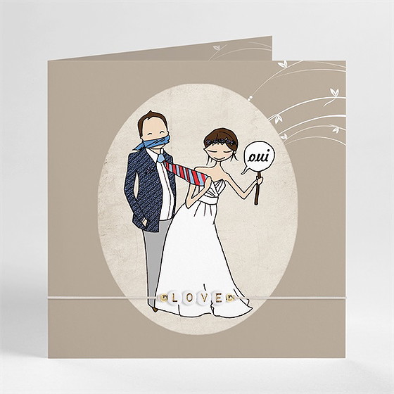 Faire-part mariage illustrations humour bracelet