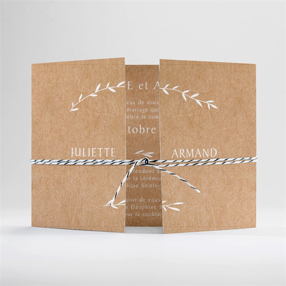 Faire-part mariage Bohème écolo ficelle réf.N70185