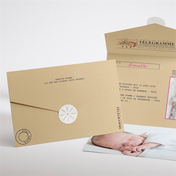 Faire-part naissance Son Télégramme Enveloppe réf.N97147
