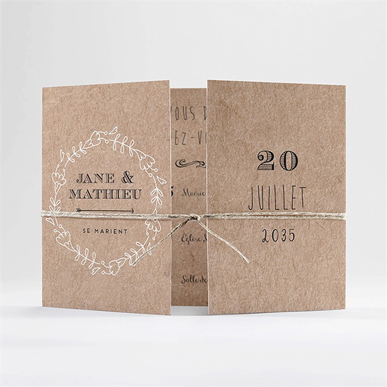 Faire-part mariage kraft en folie 2 volets