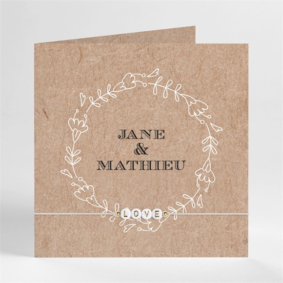 Faire-part mariage Kraft en folie bracelet réf.N451286
