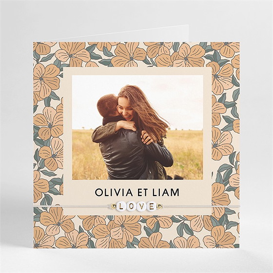 Faire-part mariage lovely bracelet carré plié