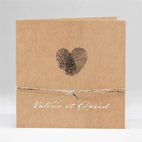 Faire-part mariage Coeur croisé carré plié réf.N451288