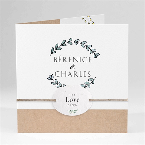 Faire-part mariage Avec programme ficelle réf.N451290