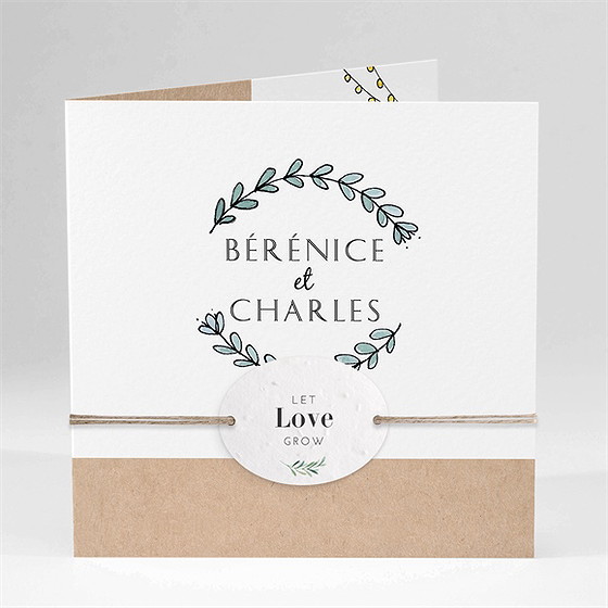 Faire-part mariage avec programme ficelle