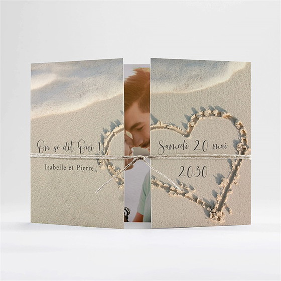 Faire-part mariage dans le sable deux volets