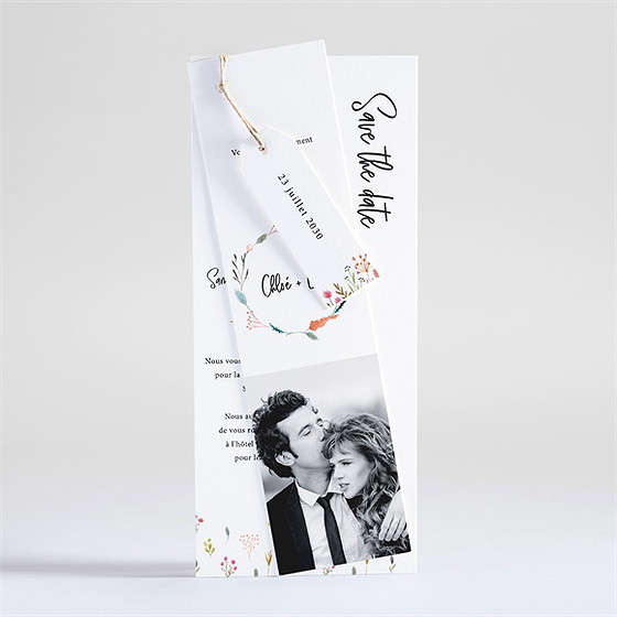 Faire-part mariage art champêtre superposition