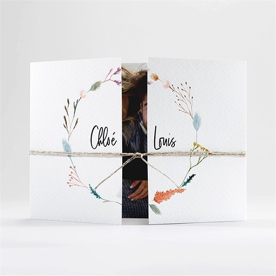 Faire-part mariage art champêtre ficelle
