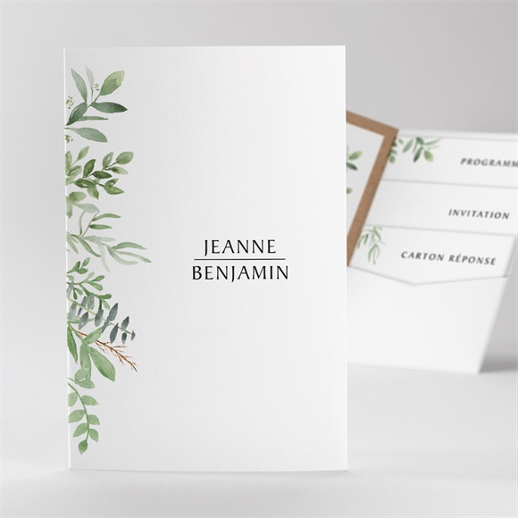 Faire-part mariage Nature chic pocketfold réf.N84107