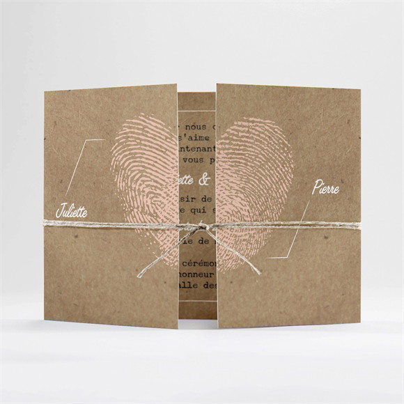 Faire-part mariage Nos empreintes 2 volets réf.N70196