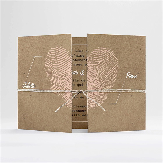 Faire-part mariage nos empreintes 2 volets