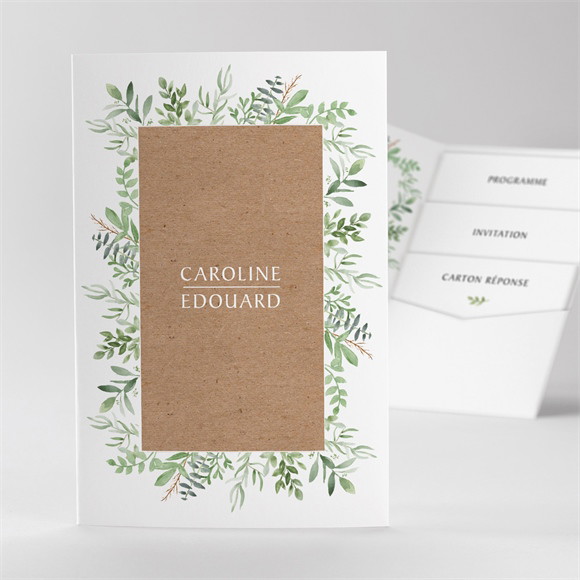 Faire-part mariage Feuillage d'été pocketfold réf.N84109