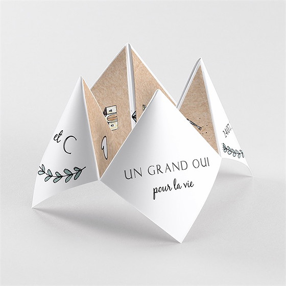Faire-part mariage avec programme cocotte