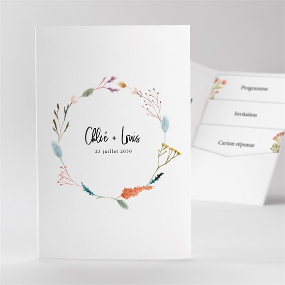 Faire-part mariage Art Champêtre pocketfold réf.N84110