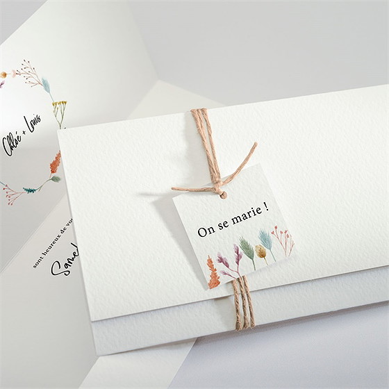 Faire-part mariage art champêtre pochette