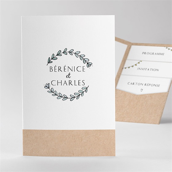 Faire-part mariage avec programme pocketfold
