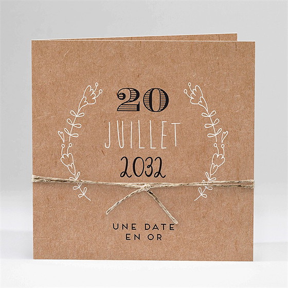 Faire-part mariage kraft vintage plié