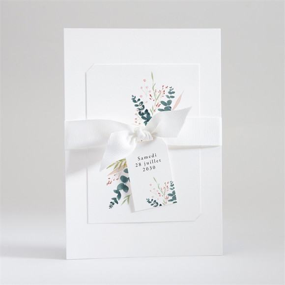 Faire-part mariage Bouquet ardent ruban réf.N99147