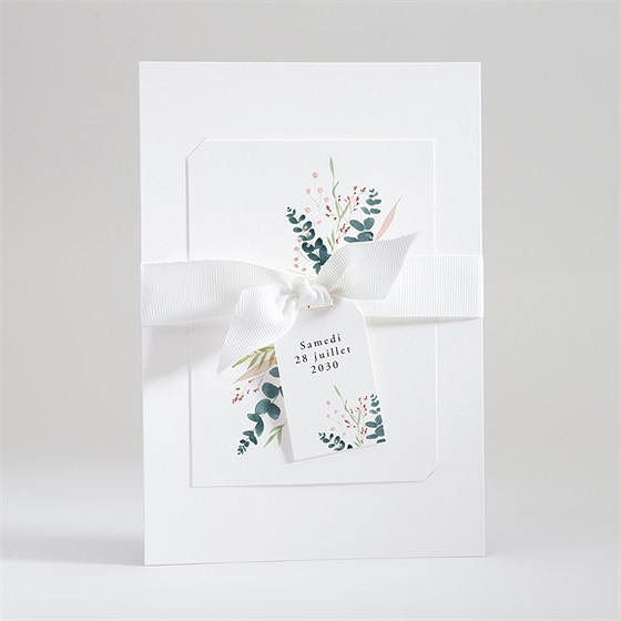 Faire-part mariage bouquet ardent ruban