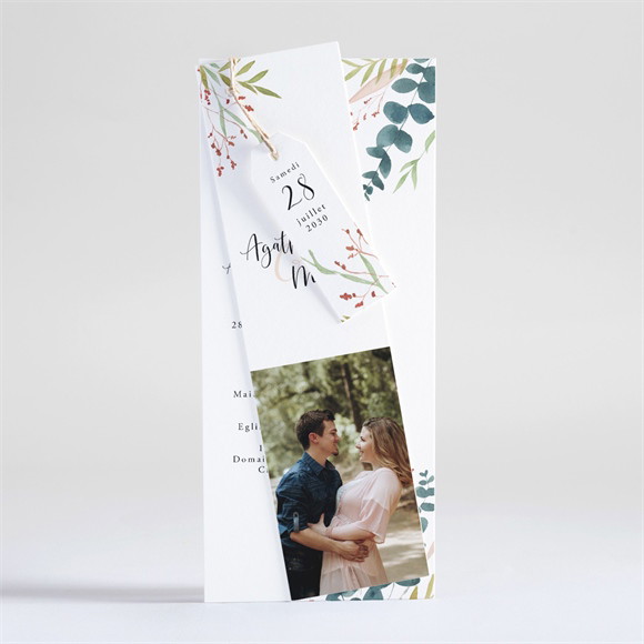 Faire-part mariage Bouquet ardent superposition réf.N93142