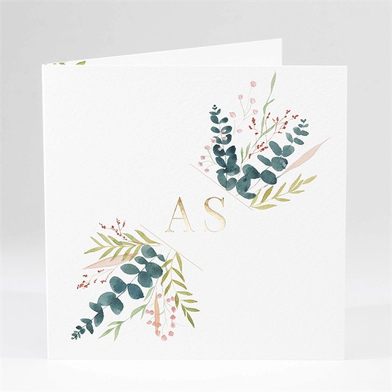 Faire-part mariage bouquet ardent dorure