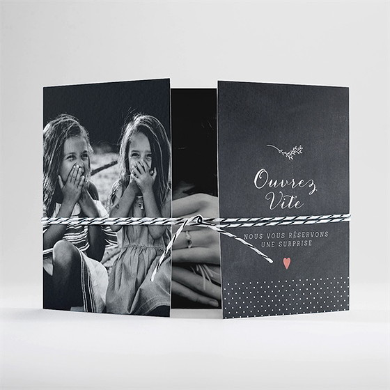 Faire-part mariage retro original ficelle