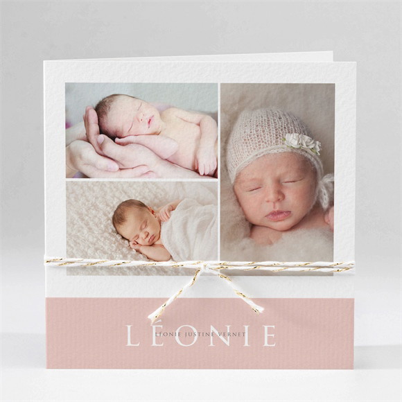 Faire-part naissance 3 photos de princesse plié réf.N451311