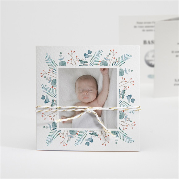 Faire-part naissance Esquisse Végétale ficelle réf.N83187