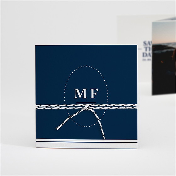 Faire-part mariage bleu romantique accordéon