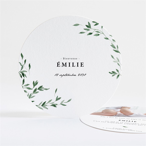 Faire-part naissance Coins champêtres rond réf.N321182