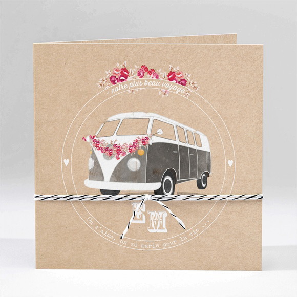 Faire-part mariage A l'aventure carré plié ! réf.N451324