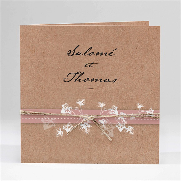 Faire-part mariage Lierre grimpant carré plié réf.N451321