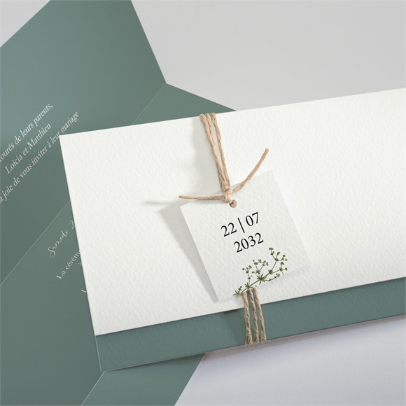 Faire-part mariage Gravure Champêtre pochette réf.N94140