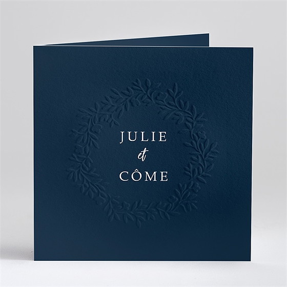 Faire-part mariage bleu minéral gaufrage