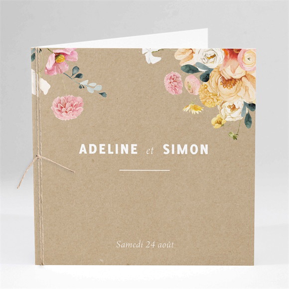 Faire-part mariage Champêtre et Poésie carré plié réf.N451328