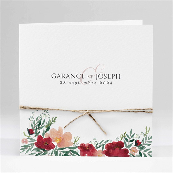 Faire-part mariage Jolis coquelicots carré plié réf.N451320