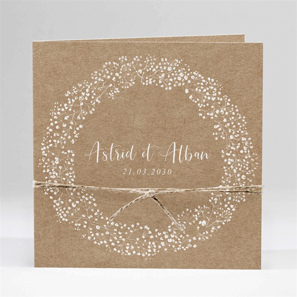 Faire-part mariage Couronnés d'Etoiles carré plié réf.N451331