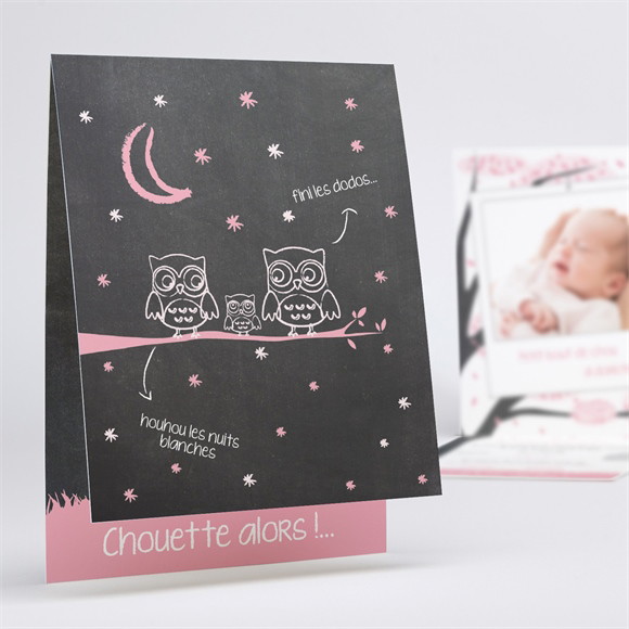 Faire-part naissance Elle est si Chouette! Plié réf.N50177