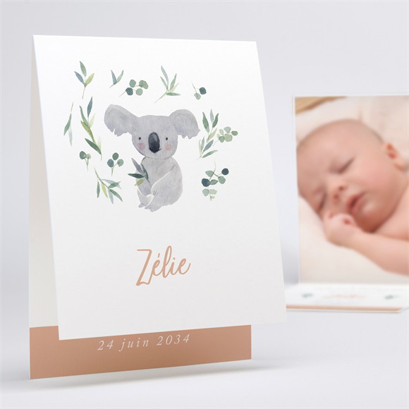 Faire-part naissance Koala carte pliée réf.N50179