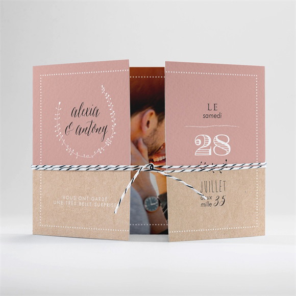 Faire-part mariage Célébration d'amour 2 volets réf.N701106