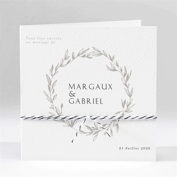 Faire-part mariage Tendre couronne carré plié réf.N451337