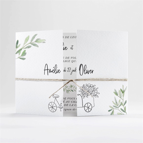 Faire-part mariage Sous les Oliviers 2 volets réf.N701108