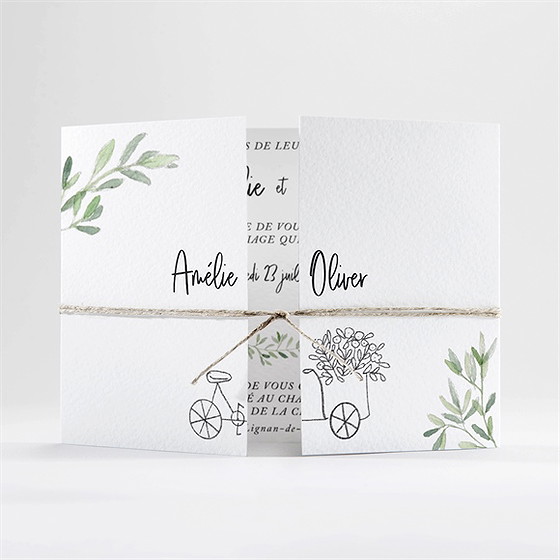 Faire-part mariage sous les oliviers 2 volets