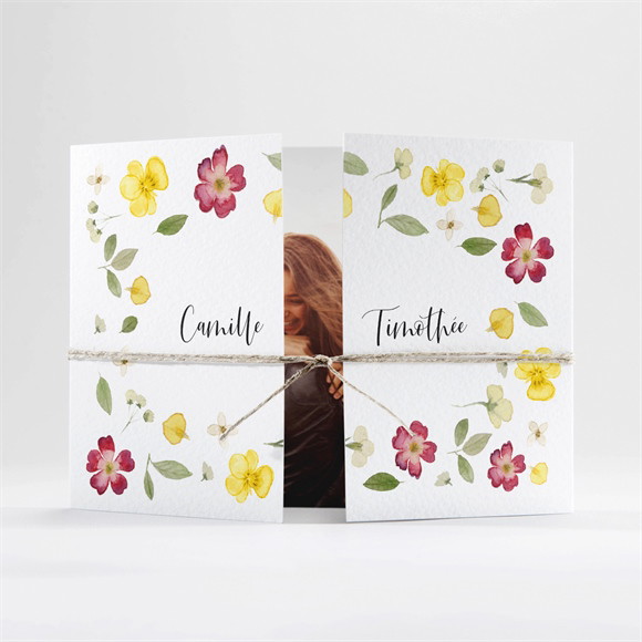 Faire-part mariage Fleurs séchées 2 volets réf.N701110